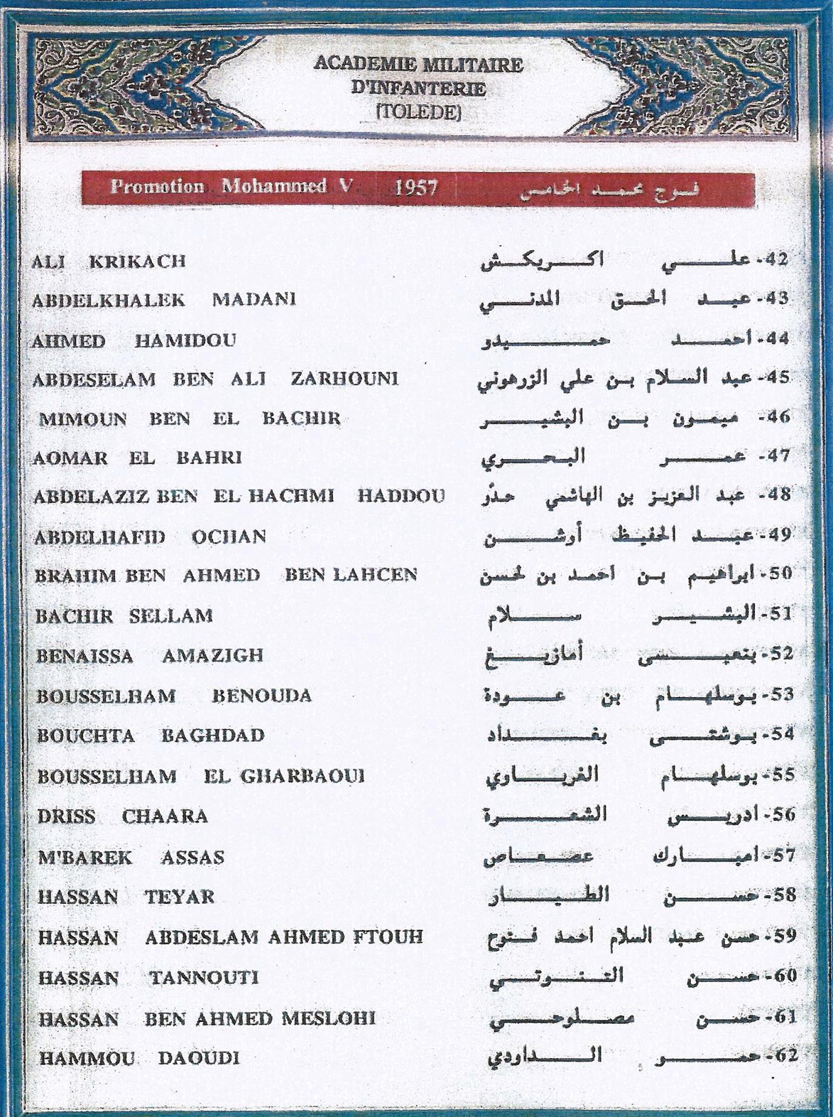 Les Officiers de la promotion Mohammed V - 1956/57 Clip1188