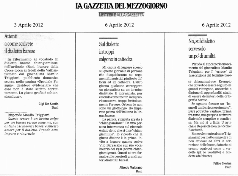 DIALETTO & POLEMICHE - da LA GAZZETTA DEL MEZZOGIORNO DEL 14.12.2006 e SEGUENTI Gazzet15