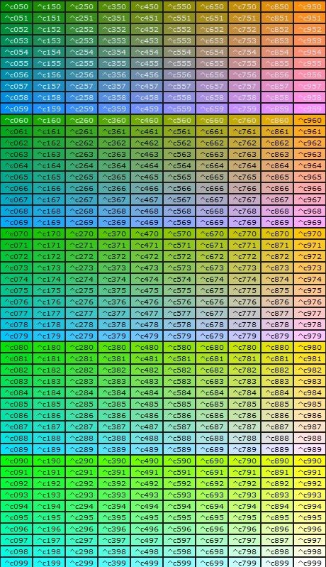 Quake 4 Color Code Chart Color_11