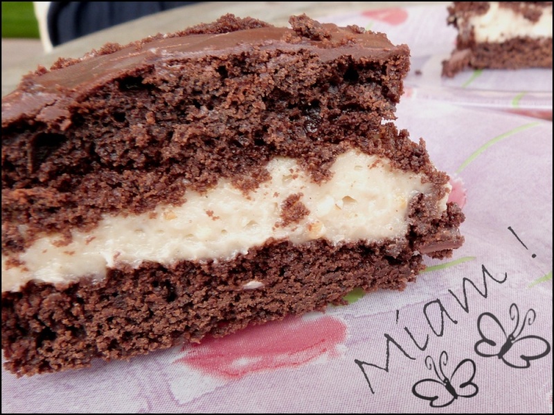 [dessert] Gâteau chocolat-praliné façon Kinder Délice avec crème dessert vanille ** Gateau10
