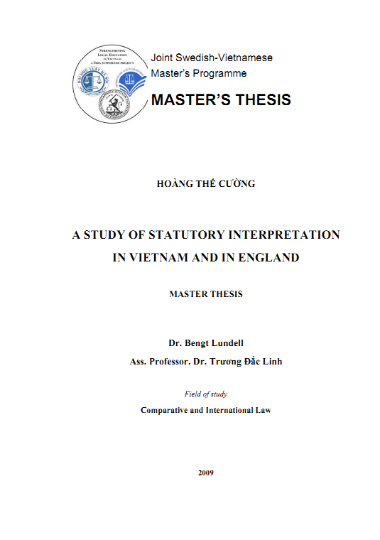 [Master's Thesis] A Study of Statutory Interpretation in Vietnam and in England 410