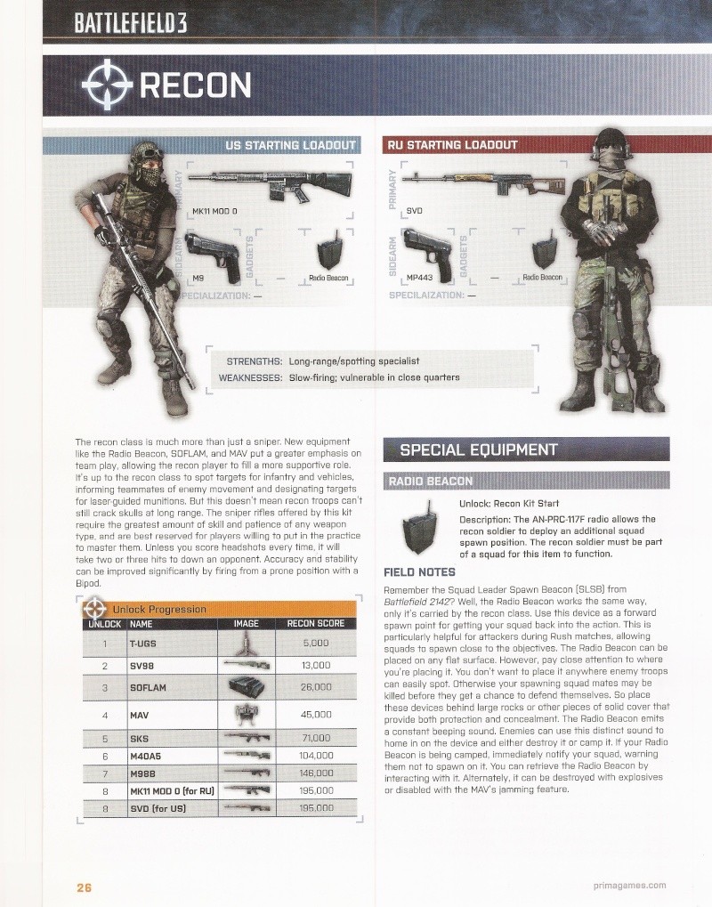 CLASS information for BATTLEFILED 3 Recon110