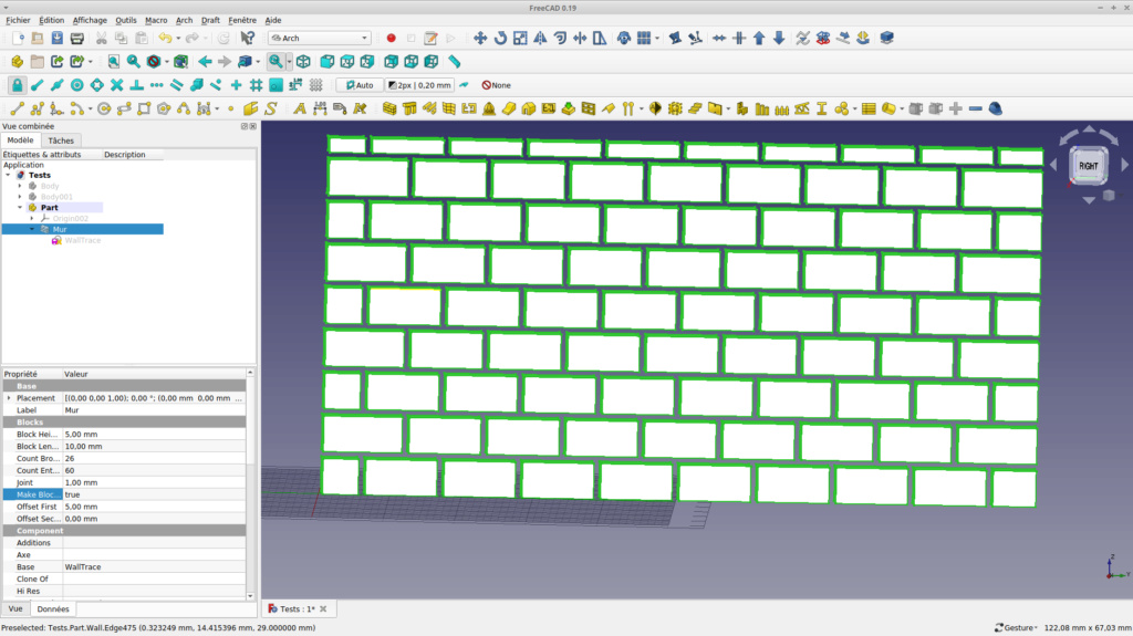 Freecad : simplifier mur de briques et parements ? Mur10