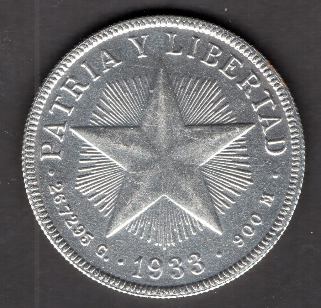 1 Peso de la República de Cuba, 1933. Moneda Falsa  Img02510