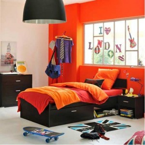 Une chambre d'adolescente jaune ou orange Chambr10