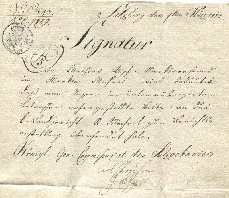 bayern - Briefe von - und nach Salzburg mit Berchtesgaden aus der bayrischen Zeit (12.9.1810 bis 30.4.1816) zu Bayern; Berchtesgaden blieb bei Bayern Salzbu12