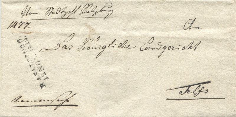 bayern - Briefe von - und nach Salzburg mit Berchtesgaden aus der bayrischen Zeit (12.9.1810 bis 30.4.1816) zu Bayern; Berchtesgaden blieb bei Bayern Salzbu15