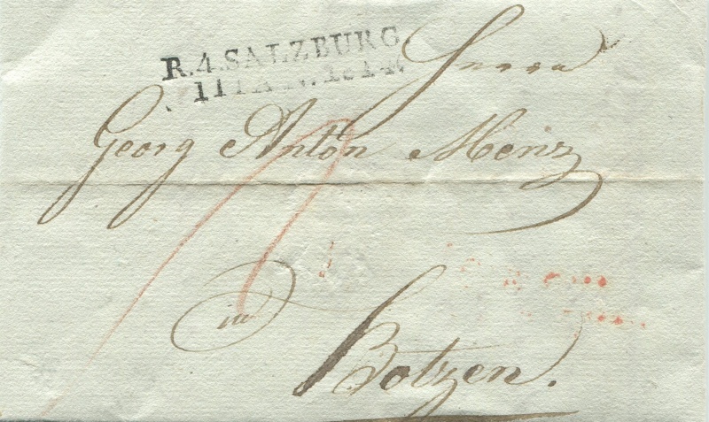 Briefe von - und nach Salzburg mit Berchtesgaden aus der bayrischen Zeit (12.9.1810 bis 30.4.1816) zu Bayern; Berchtesgaden blieb bei Bayern Salzbu17