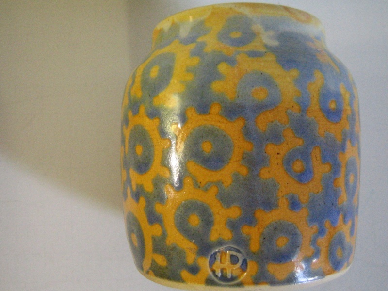 Blue & Yellow Vase  with  HP mark Hppot215