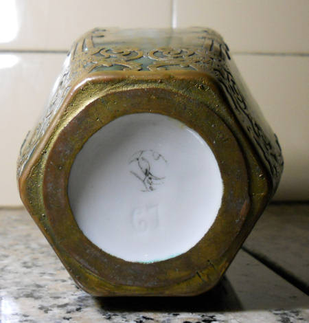 Vase Art Nouveau : Porcelaine et cuivre Vasean17