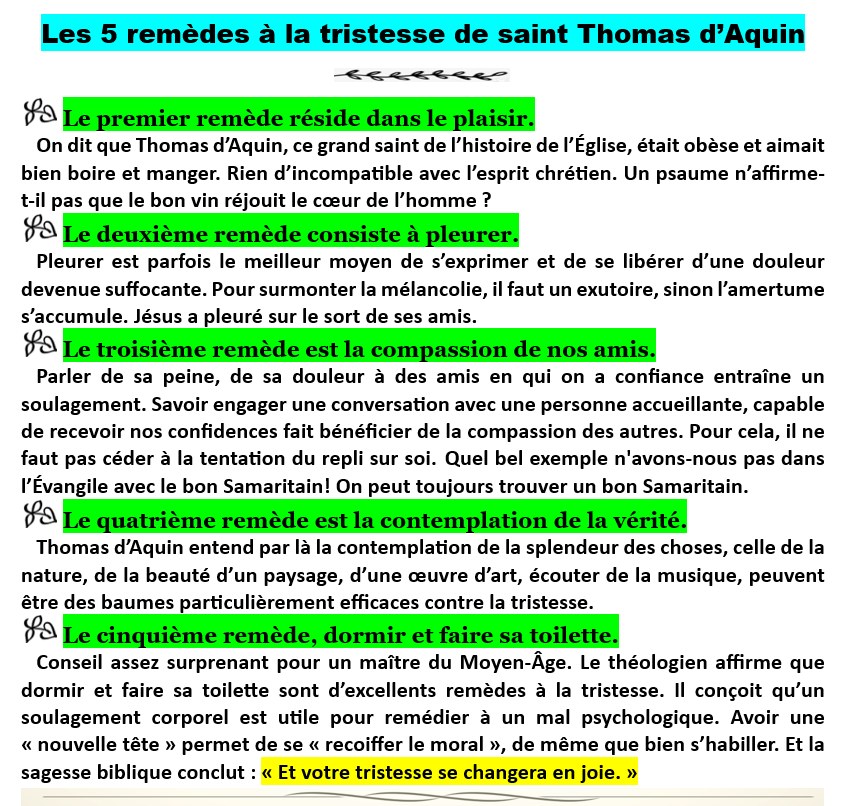 Les 5 remèdes à la tristesse de St Thomas D'Aquin... 36009511