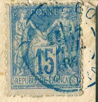 Timbre au type Sage 90 dentelure + timbre à date bleu Img20911