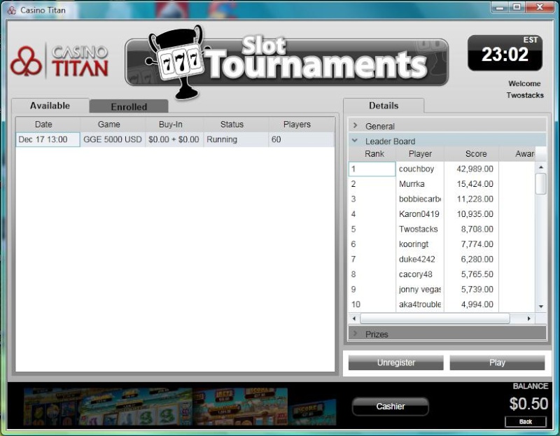 OFC $1,000 Slot Tournament Freeroll Dec 10th 1:00 Titan_11