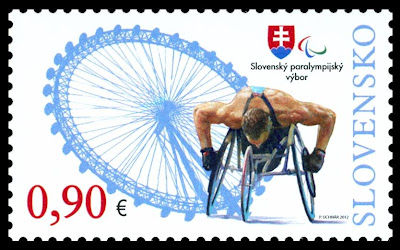 Timbre Slovaquie - Jeux Olympiques et Paralympiques de Londres 2012 (Flamme olympique et athlétisme handisport) Slovak11