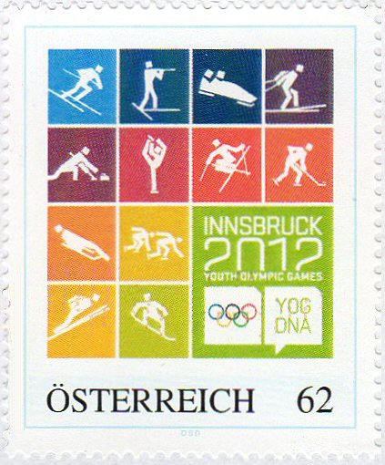 1 new stamp to be unveiled in Austria to celebrate the 1st Winter Youth Olympic Games, Innsbruck 2012 Wyog2010