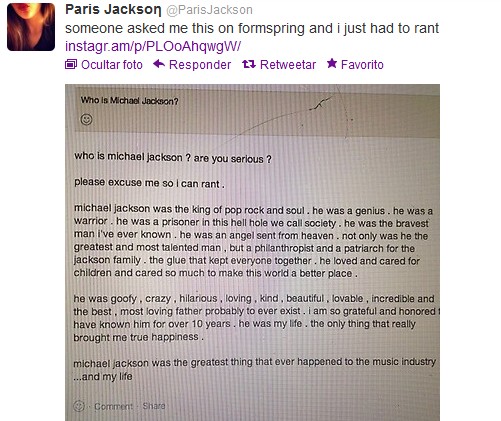 Paris Jackson responde à pergunta sobre Michael. Ujik10