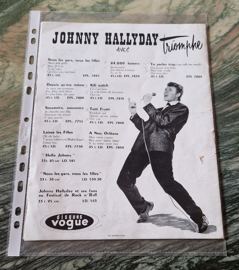 #### JOHNNY HALLYDAY PROGRAMME - RARETÉ VOGUE  (1961) #### 20230833