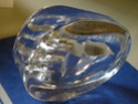 Moulded clear glass hand paperweight / ashtray - Id? Dscn0328