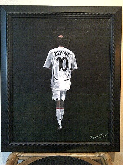 Id help with oil painter name? painting of football legend zidane  Img-2117