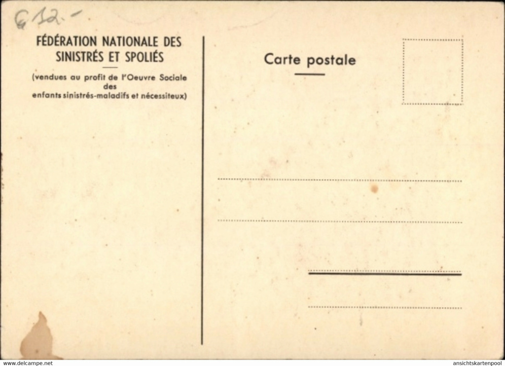 Carte postale  fédération des Sinistrés et spoliés 230_0011