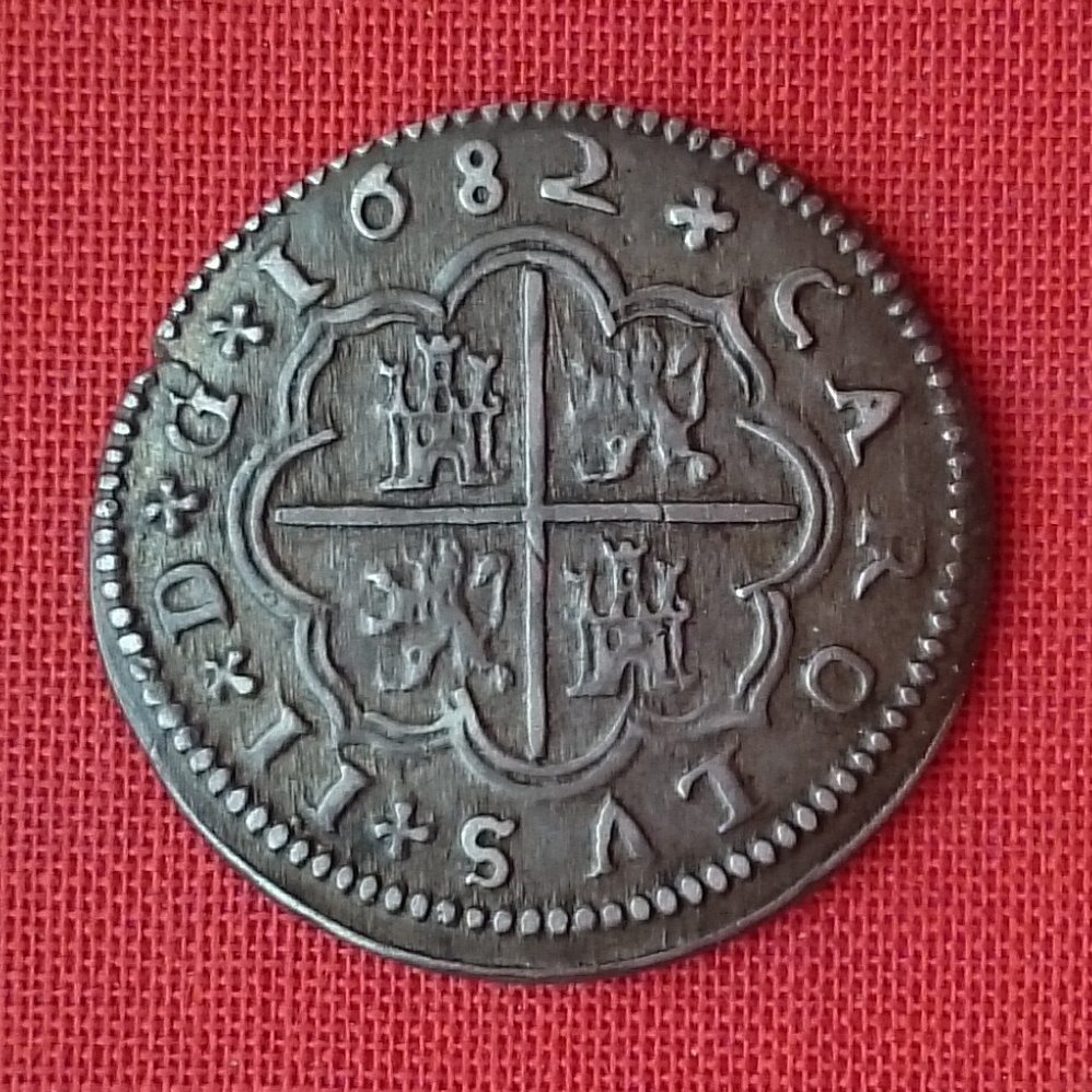 CARLOS II – 2 Reales de anagrama, 1682 ceca Segovia 1682r10