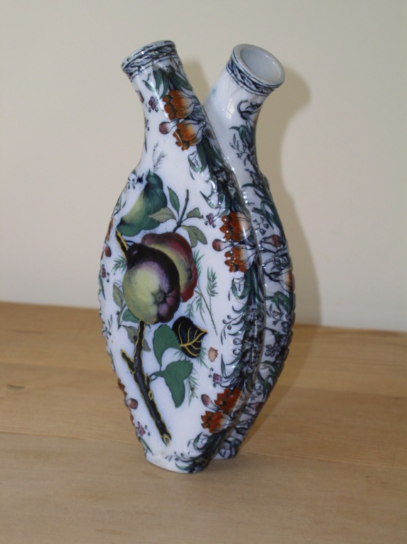 Unusual Double Flask With Exotic Bird Decoration?? P1010126