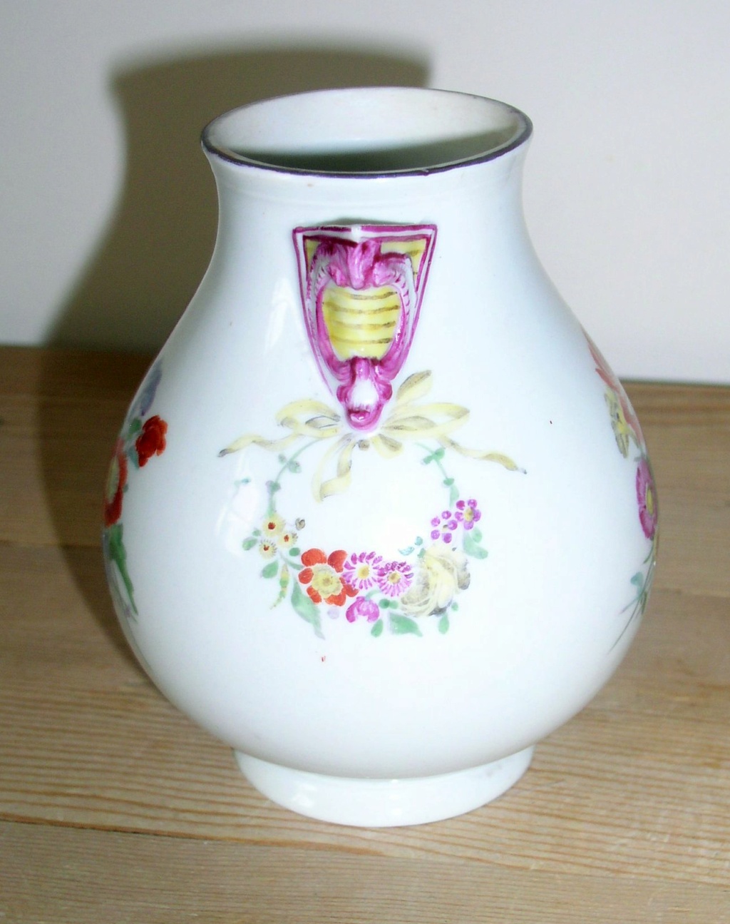 Pot bellied cream jug signed base Z mark - Zurich, 18thC Swiss Porcelain P1010149