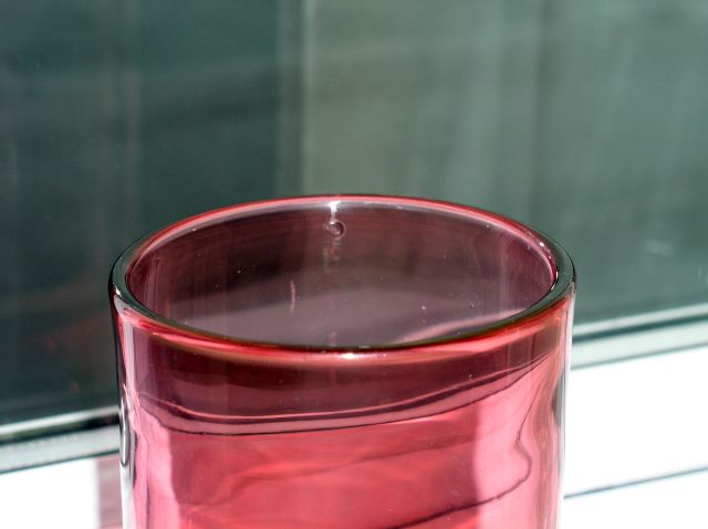 Large Somersso Cylinder Vase Dark Red/Clear Polished Pontil P1010344