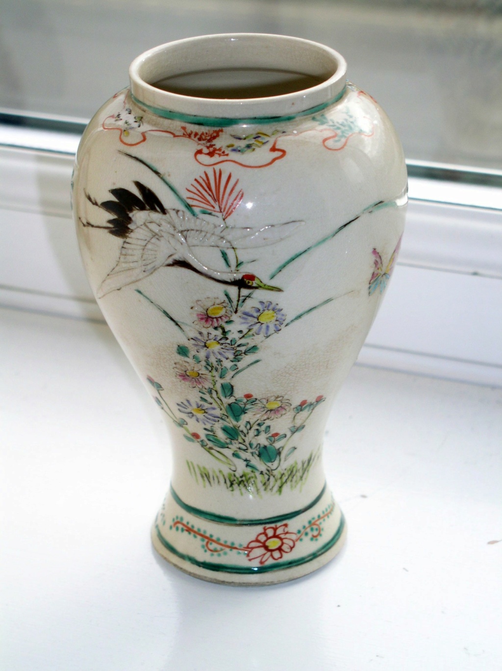 lovely hand made and enameled baluster vase signed??? P1010728