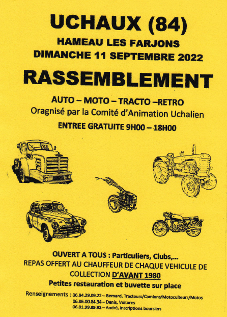 TRACTO - 84 - UCHAUX  : RASSEMBLEMENT AUTO - MOTOI - TRACTO - 11 SEPTEMBRE 2022  Affich13