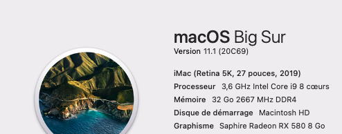 Mise a jour macOS Big Sur 11 (20C69) 20c6910