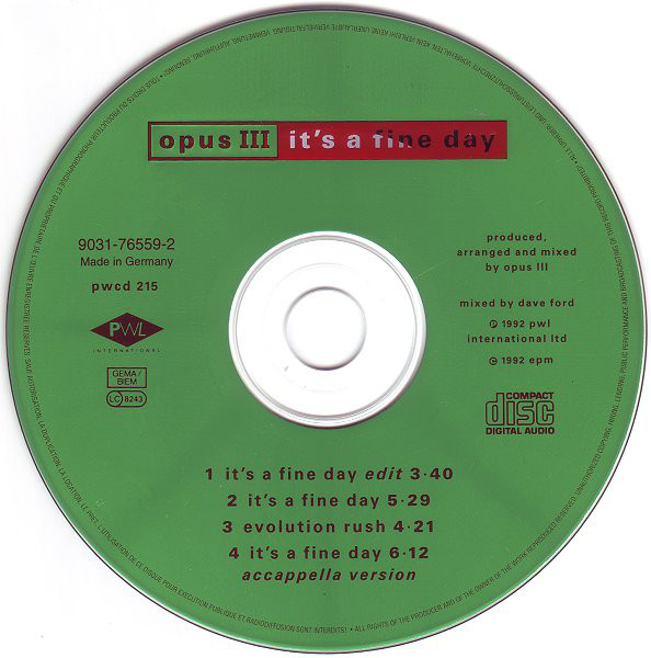 Opus III - It's A Fine Day (1992) [Single]  16/02/2023 217