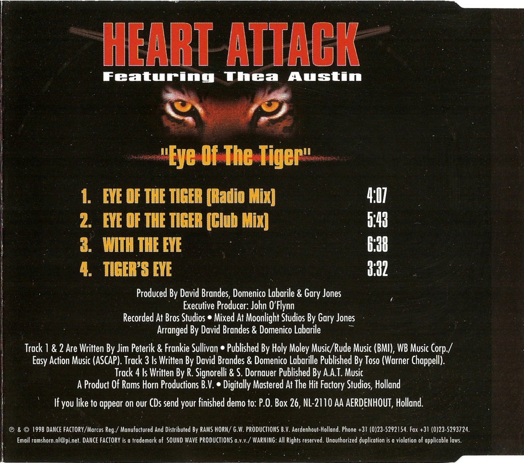 Heart Attack Featuring Thea Austin - Eye Of The Tiger (CDM) - 1998 10/03/2024 Back115