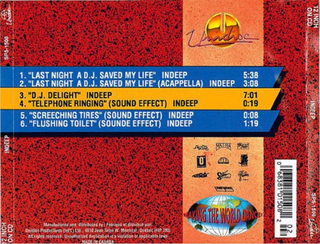 Indeep - Last Night A DJ Saved My Life  D.J. Delight  3 Sound Effects (CDM) - 1993 Back55