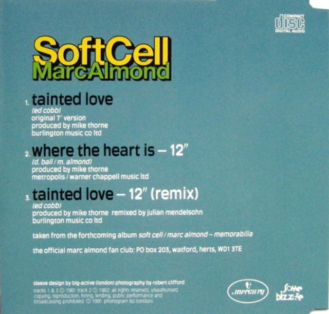 Soft Cell  Marc Almond - Tainted Love 91 (CDM) - 1991 Back70