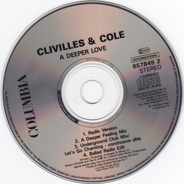 Clivillés & Cole ‎– A Deeper Love Cd53