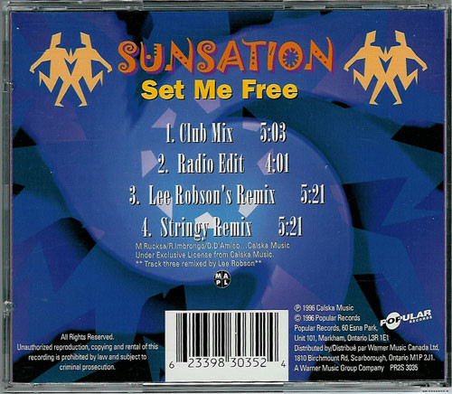 Sunsation - Set Me Free (CDM)  (1996) 01/03/2024 Contra10