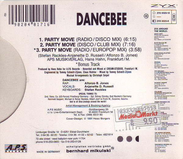 Dancebee - Party Move (Maxi CD 1991) 07/03/2023 R-144914