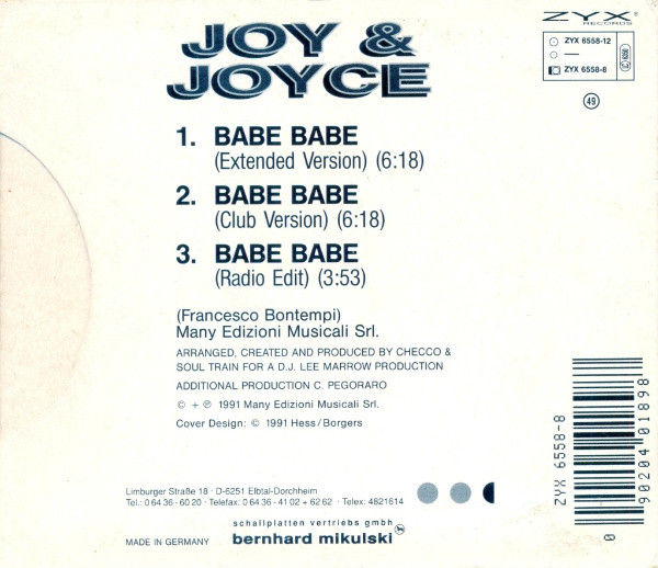 Joy & Joyce - Babe Babe (Maxi CD 1991) R-167212