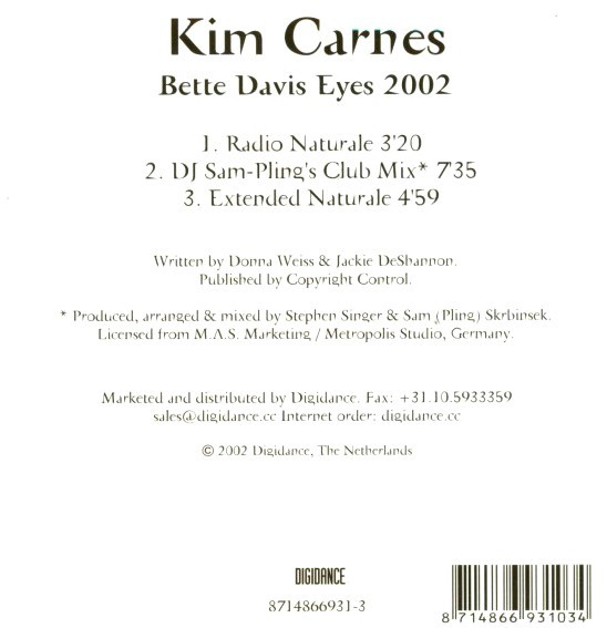 Kim Carnes - Bette Davis Eyes 2002 (Maxi CD 2002) R-170312