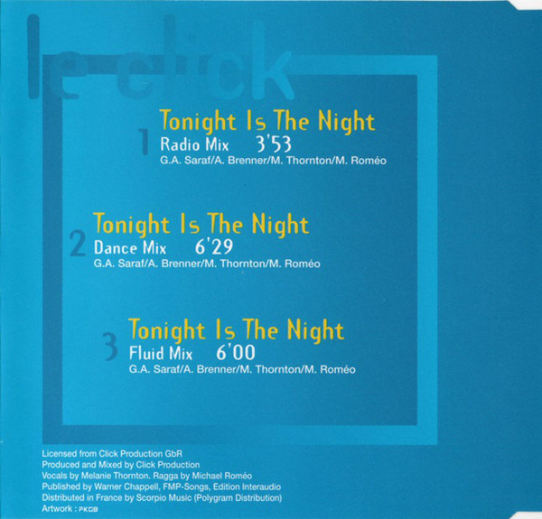 Le Click ‎- Tonight Is The Night (Maxi CD 1994) R-725011