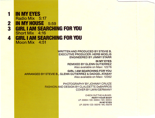 Stevie B. – In My Eyes - Girl I Am Searching For You CD Maxi-Single 08/03/2023 Stevie10