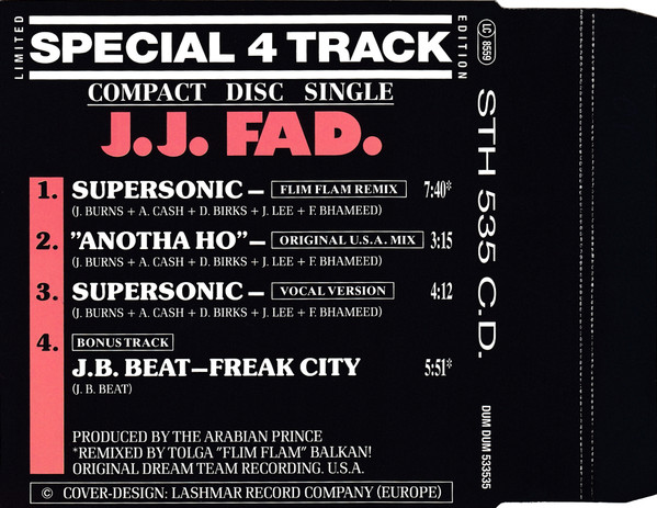 J.J. Fad- Supersonic (CD Single Remix 1988) Verso10