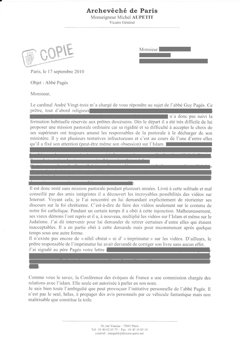 Une condamnation de l'Abbe Guy PAGES et de certaines de ses vidéos par l’Archevêché de Paris - Page 3 Pages110