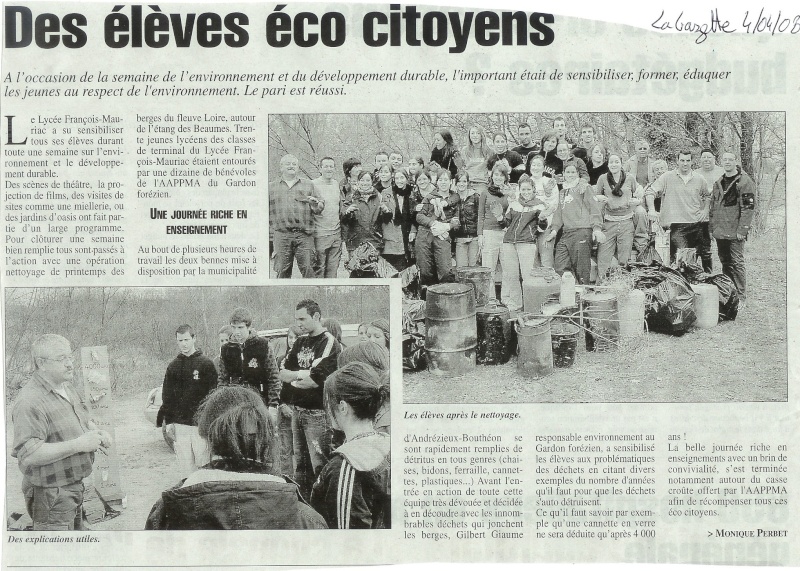 Nettoyage de berges avec le Lycée d'AB-La Gazette-4-04-2008 Net13