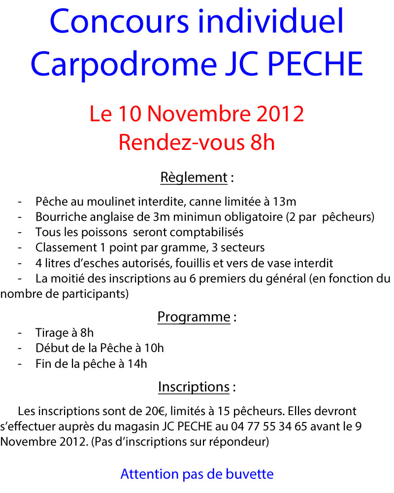 Concours individuel le 10 Novembre 2012 carpodrome JC PECHE!! Concou22