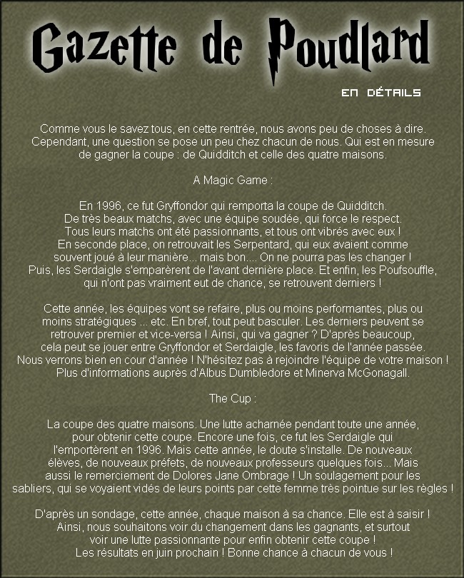 La Gazette de Poudlard - Numéro 1 de l'année 1996-1997 Gazett11