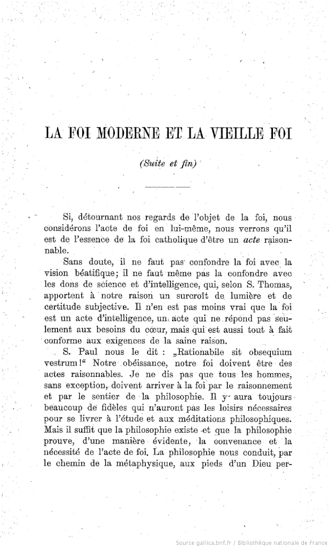 LA FOI MODERNE ET LA VIEILLE FOI. F1611