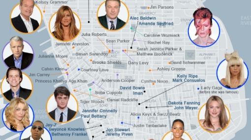 Para ver estrellas: un mapa te indica dónde viven los famosos en Nueva York Bb110