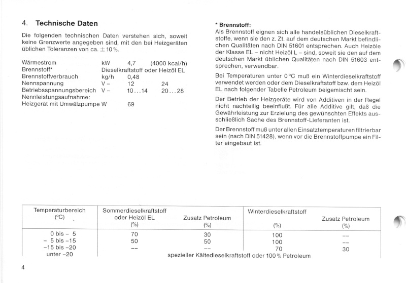 Die Warmwasserheizung  WEBASTO WO 2352 Diesel Farbe435